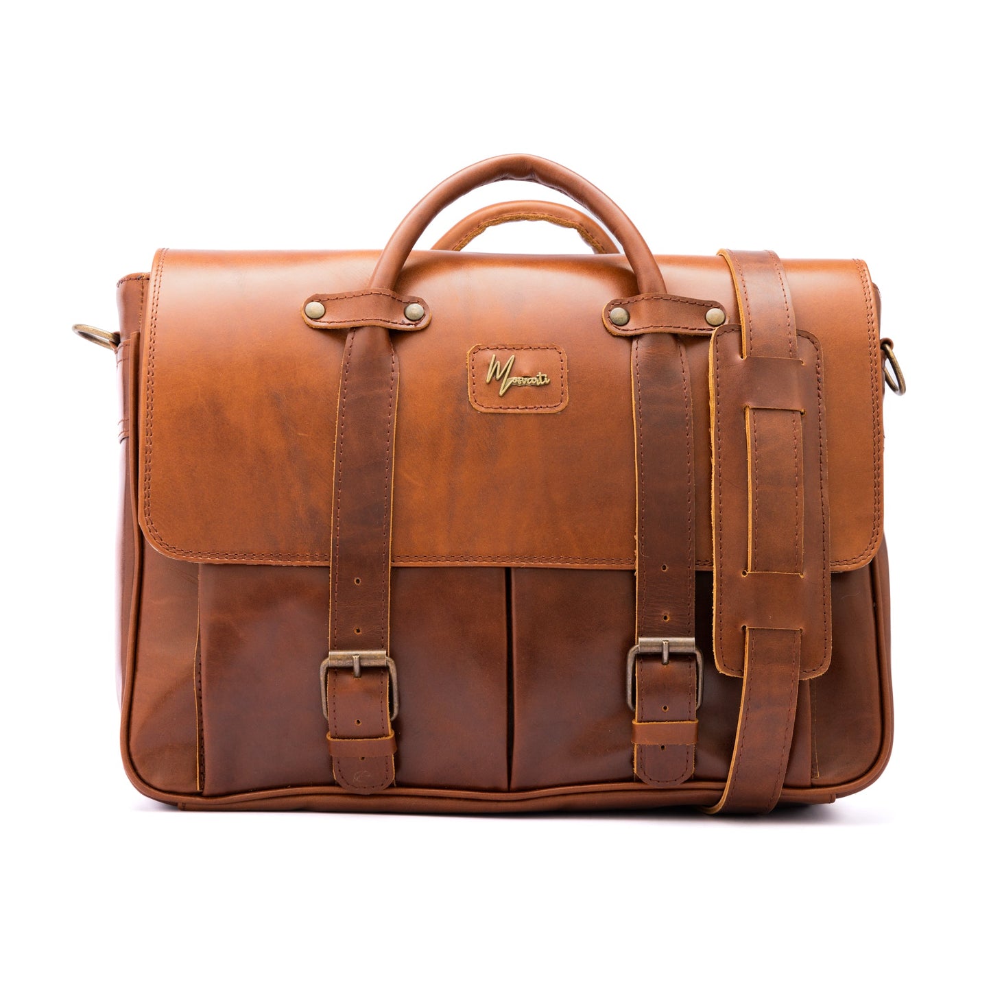 MOSVARTI Portafolios Maletin 100% Cuero Mod. Beijin ( Pull up Roble )