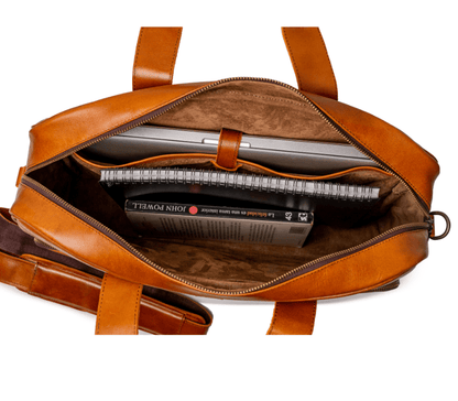 MOSVARTI Portafolios Maletin Portafolio 100% Cuero Mod. Brooklyn ( Pull up Miel )