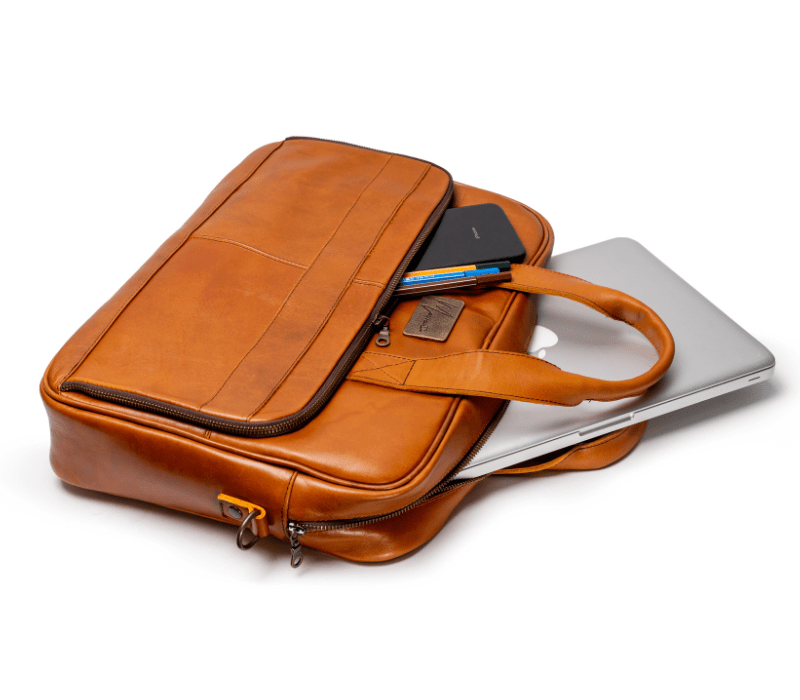 MOSVARTI Portafolios Maletin Portafolio 100% Cuero Mod. Brooklyn ( Pull up Miel )