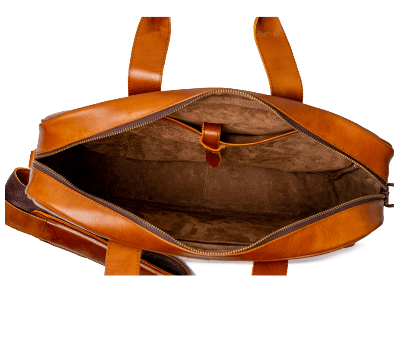 MOSVARTI Portafolios Maletin Portafolio 100% Cuero Mod. Brooklyn ( Pull up Miel )