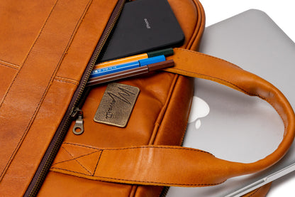 MOSVARTI Portafolios Maletin PORTAFOLIO 100% Cuero Mod. ( Pull up Roble )