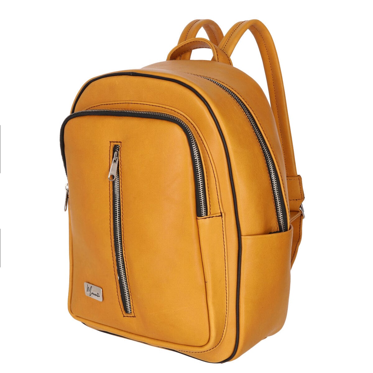 MOSVARTI Back pack Mod. Tokio Mochila clasica cuero Mostaza