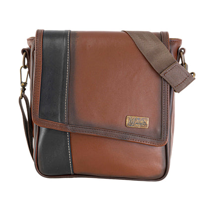 MOSVARTI Bandolera Caballero Mod. Búffalo  Cuero Café/Negro