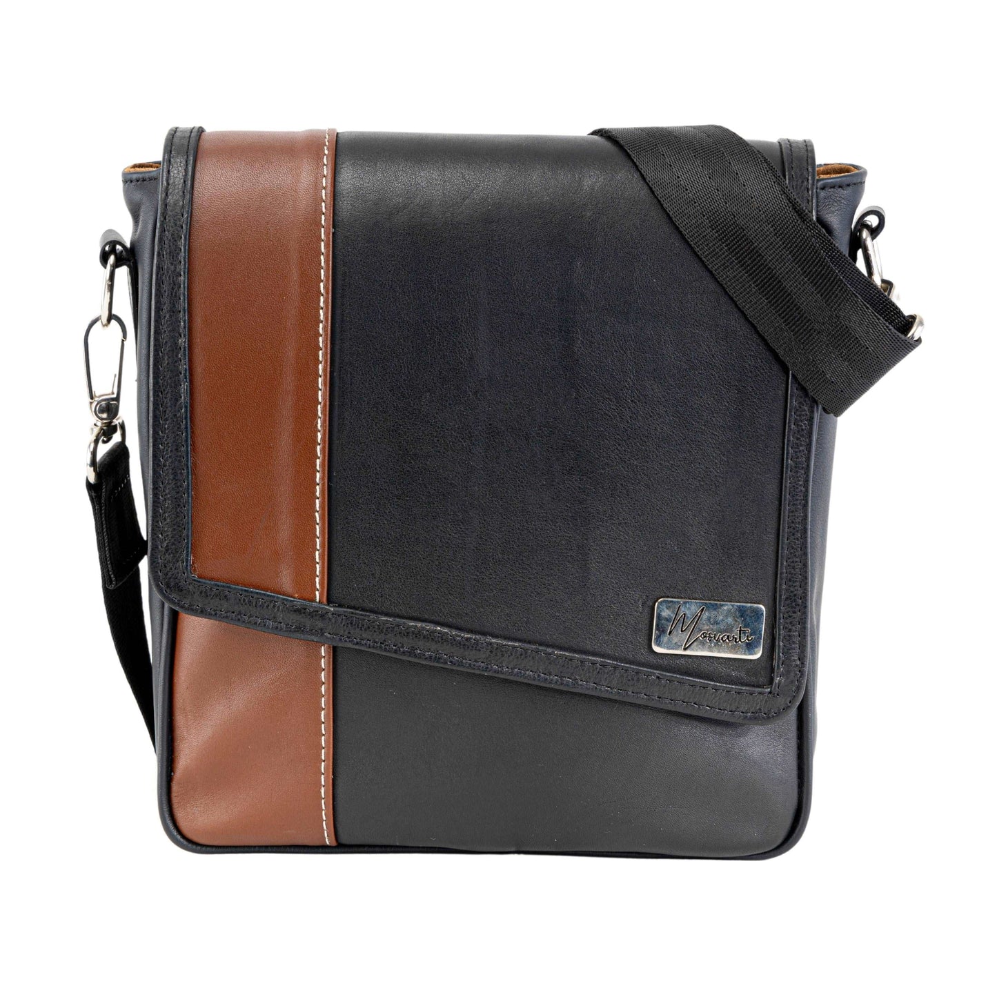 MOSVARTI Bandolera Caballero Mod. Búffalo / Cuero Negro/café