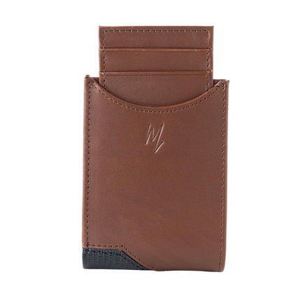 MOSVARTI Billeteras y clips para billetes Cartera caballero Leather exotic Genuine Mod. Zafari cafe/Lizard Negro