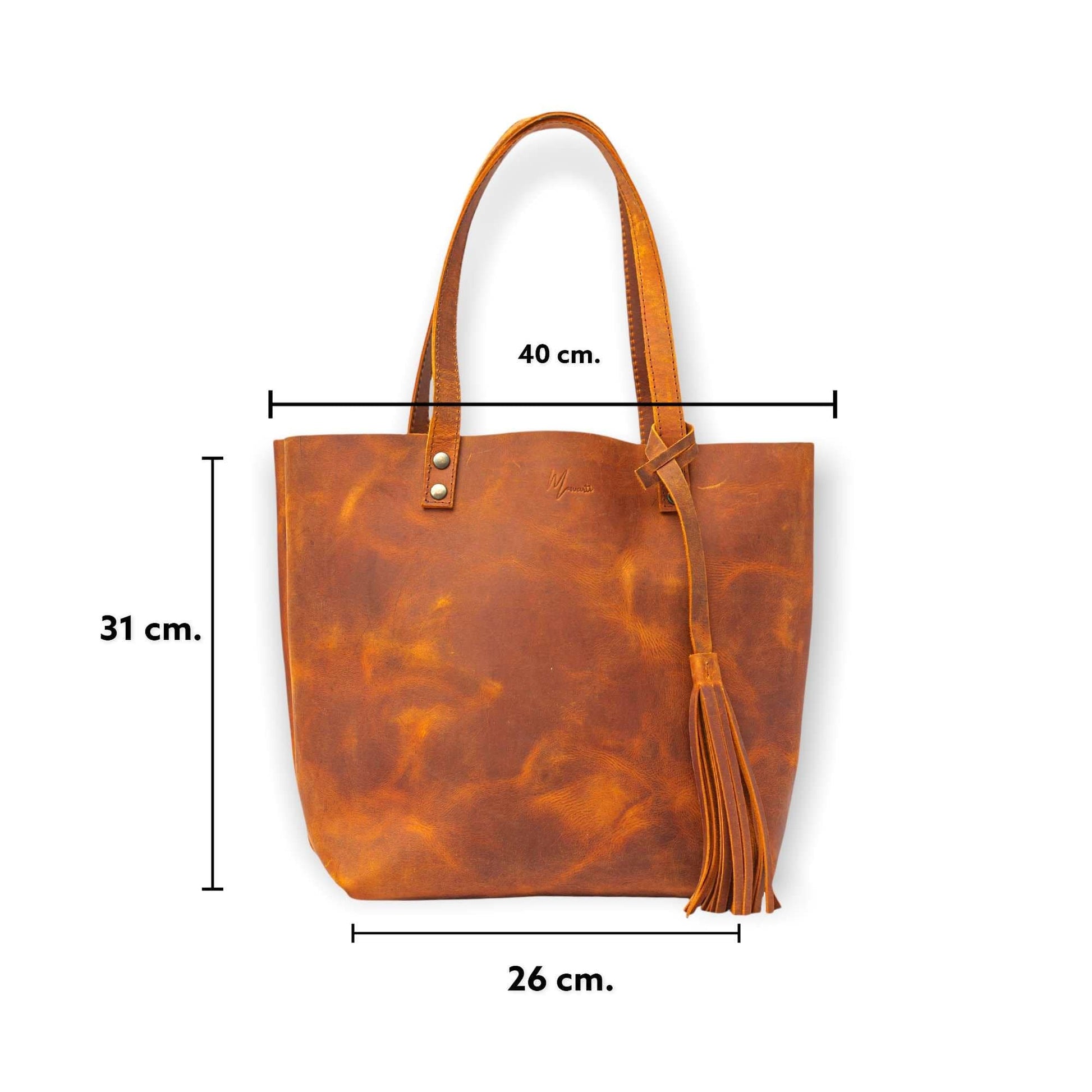 MOSVARTI Bolsa Dama Tote 100% Piel Mod. Praga  (Crazy Naranja)