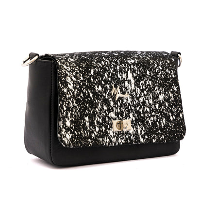MOSVARTI Bolso Crossbody Piel (Pelo Bovino Manchas Plata)