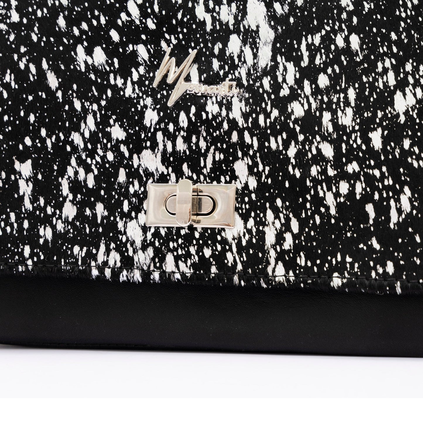 MOSVARTI Bolso Crossbody Piel (Pelo Bovino Manchas Plata)