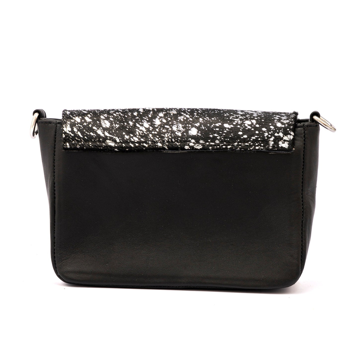 MOSVARTI Bolso Crossbody Piel (Pelo Bovino Manchas Plata)
