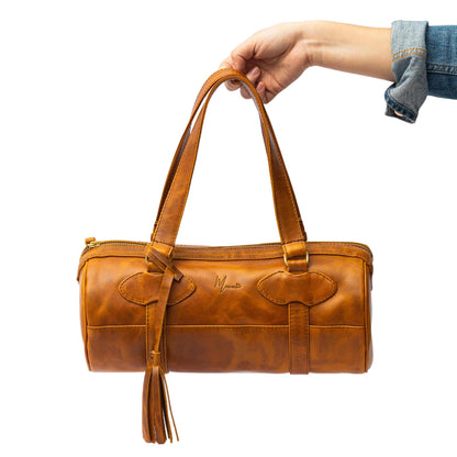 MOSVARTI Bolso Dama Cilindrico 100% Piel Mod duffle Praga (Pull up Crazy Miel)