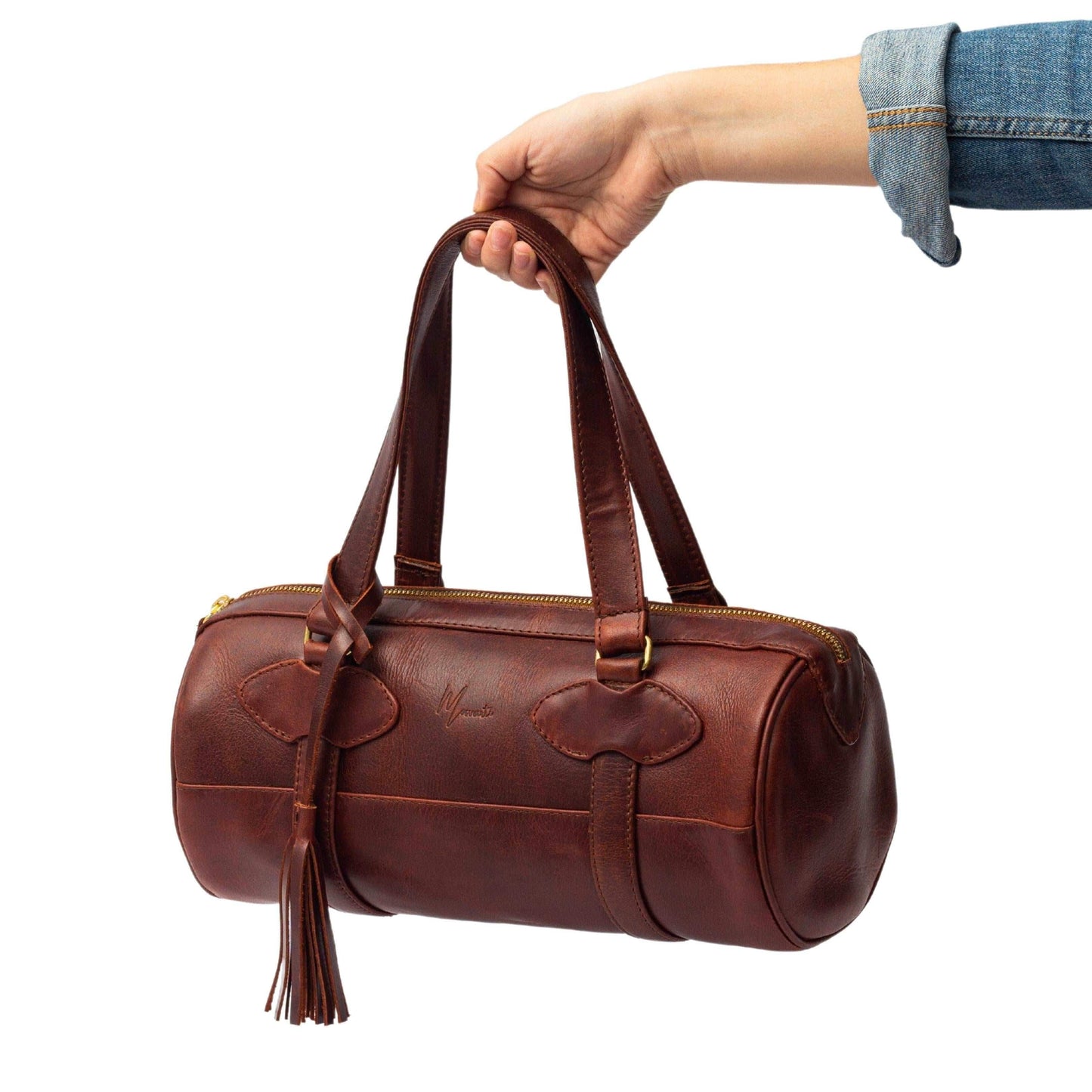 MOSVARTI Bolso Dama Cilindrico 100% Piel Mod duffle Praga  (Pull up Shedron)