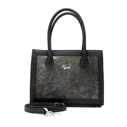 MOSVARTI Bolso Estilo Birkin Bovino krakelado Azul/Negro  Mod. Manhattan