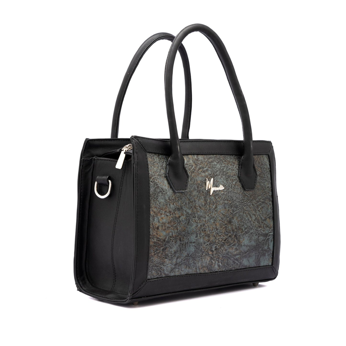 MOSVARTI Bolso Estilo Birkin Bovino krakelado Azul/Negro  Mod. Manhattan