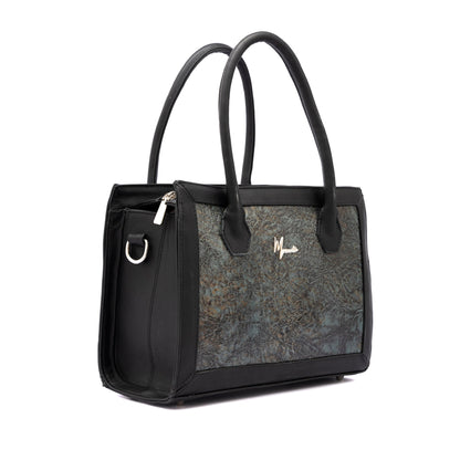 MOSVARTI Bolso Estilo Birkin Bovino krakelado Azul/Negro  Mod. Manhattan
