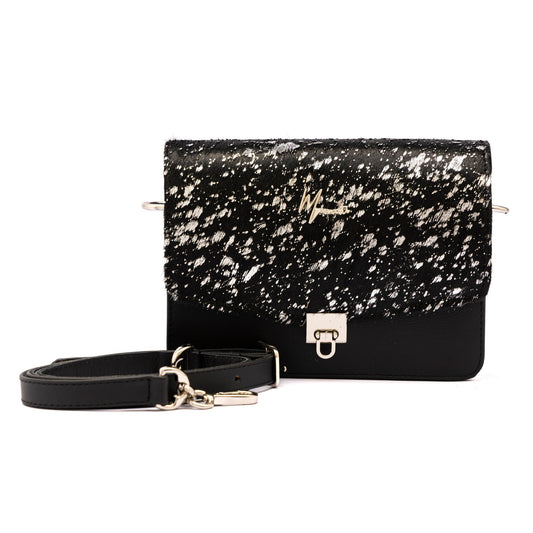 MOSVARTI Bolso estilo Cross body Mod Marruecos (Frente pelo Manchas plata  )