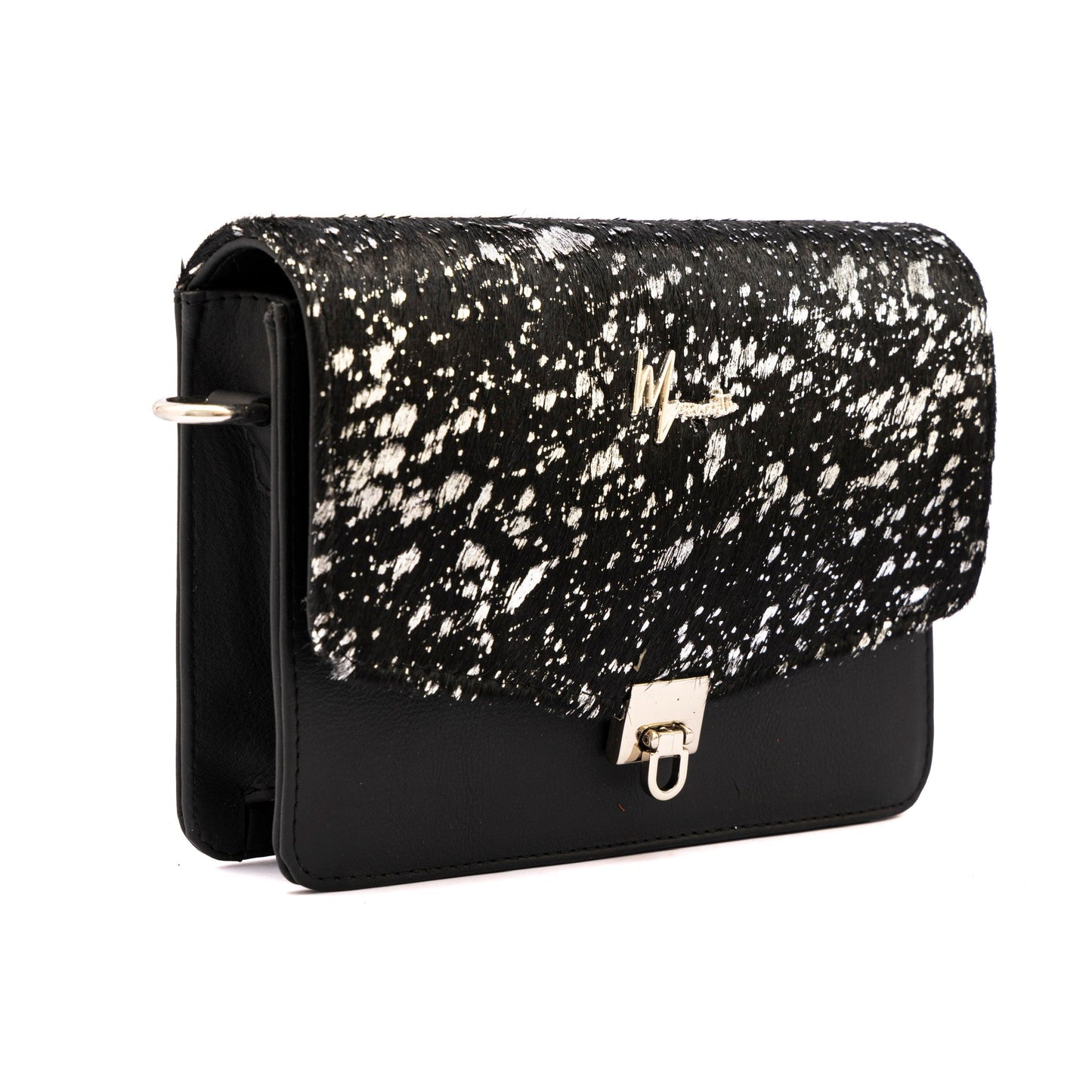 MOSVARTI Bolso estilo Cross body Mod Marruecos (Frente pelo Manchas plata  )