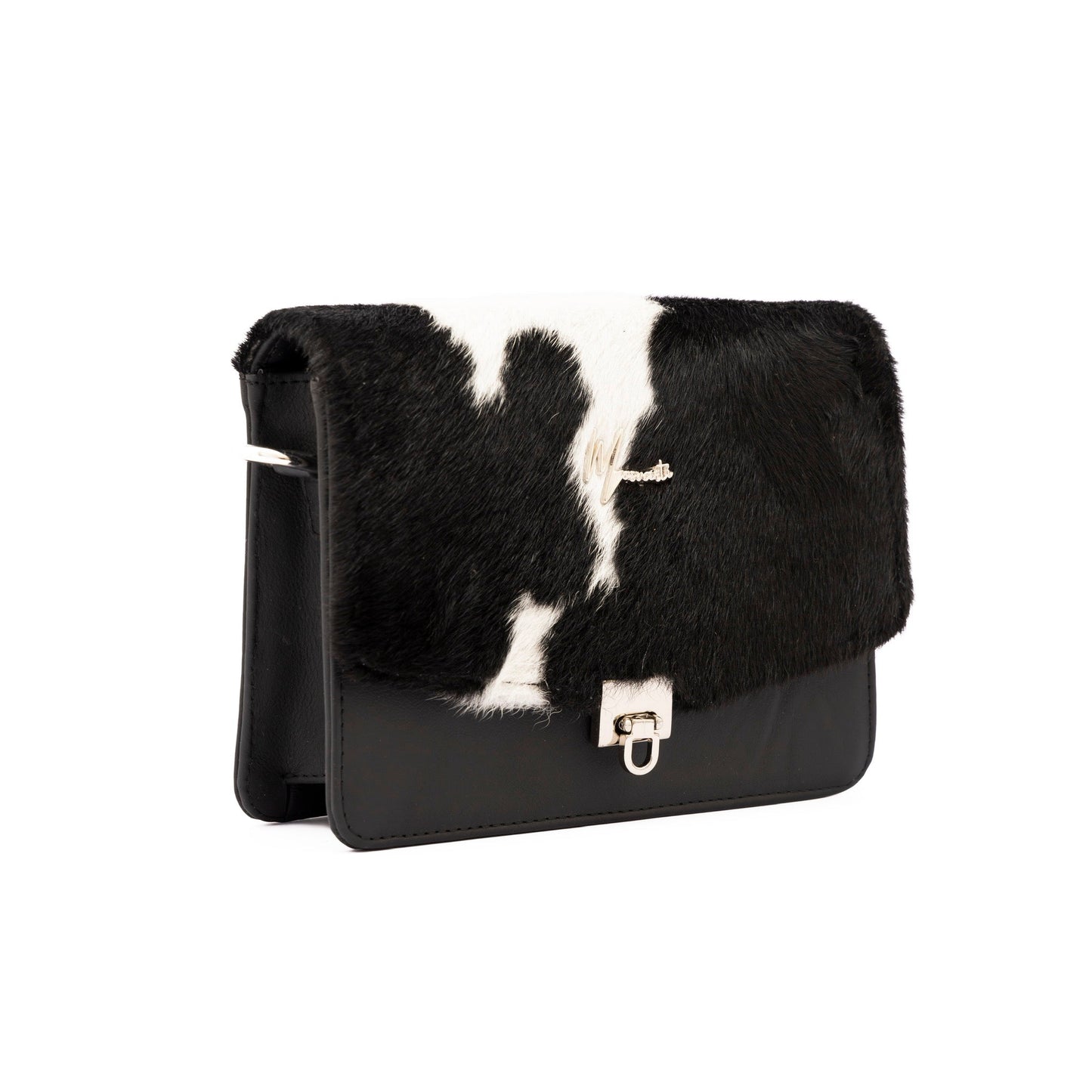 MOSVARTI Bolso estilo Cross body Mod Marruecos (Frente pelo Negro/Blanco )