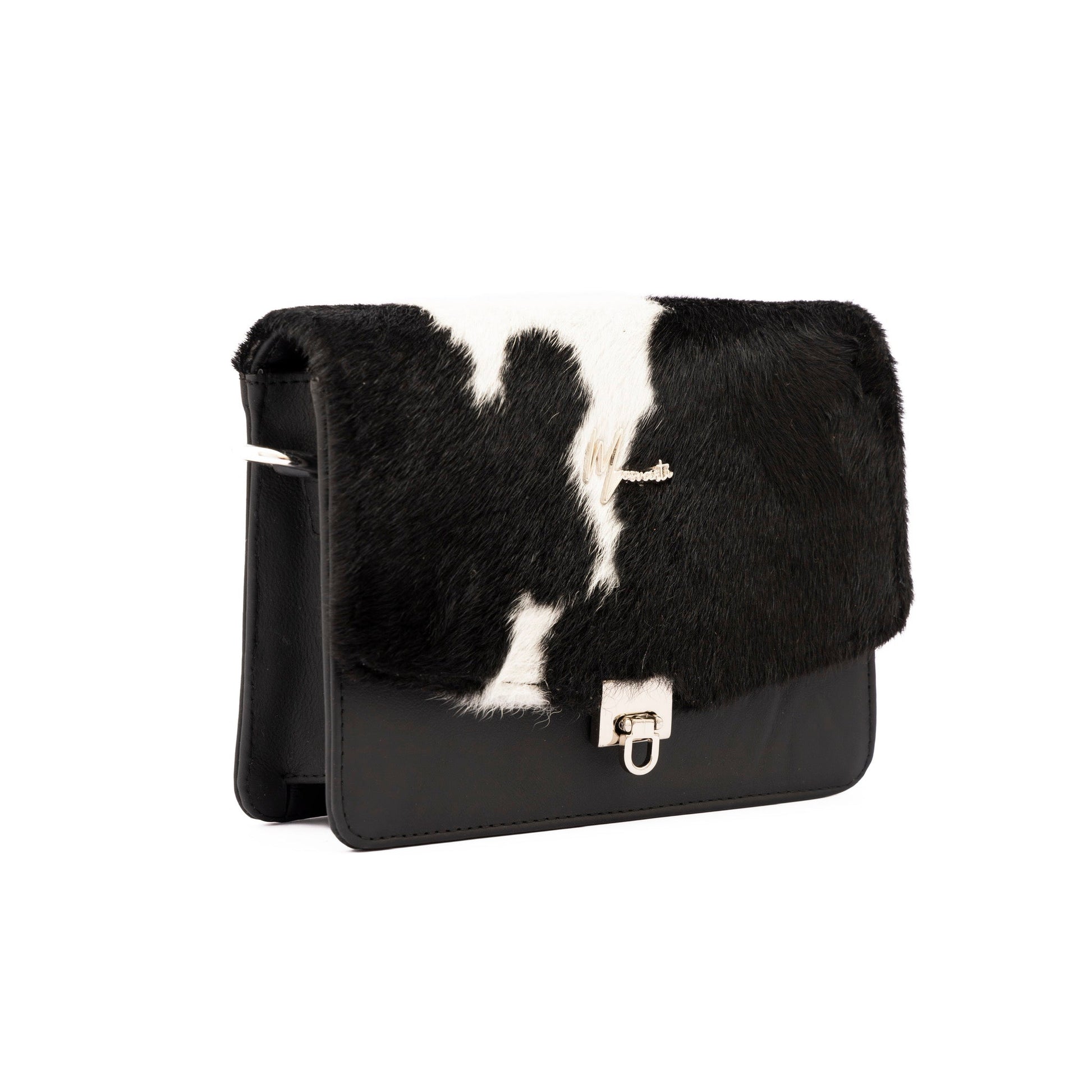 MOSVARTI Bolso estilo Cross body Mod Marruecos (Frente pelo Negro/Blanco )