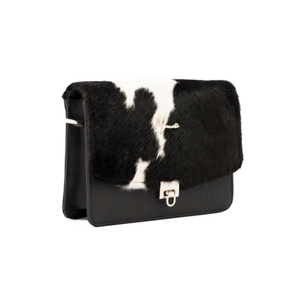 MOSVARTI Bolso estilo Cross body Mod Marruecos (Frente pelo Negro/Blanco )