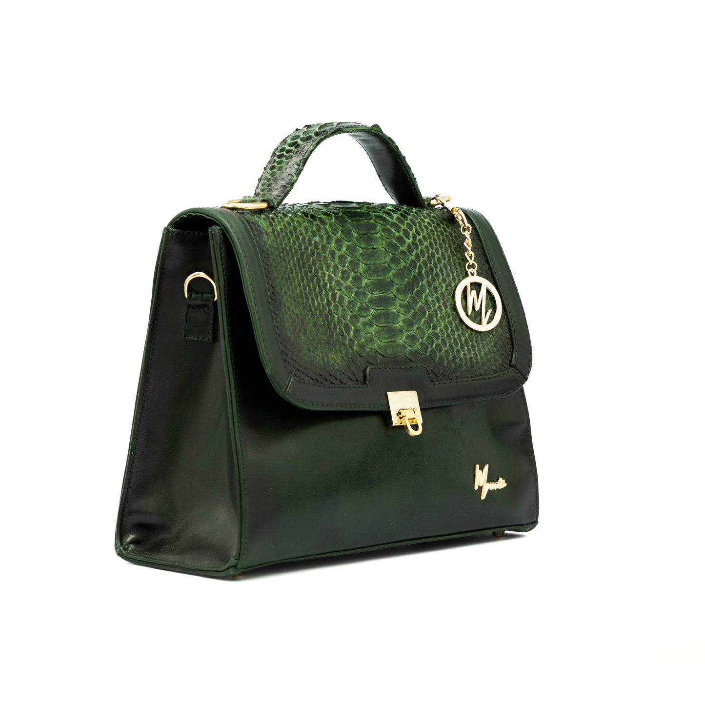 MOSVARTI Bolso Mod Brasil  estilo con Correa  🐍  tapa Verde Genuino