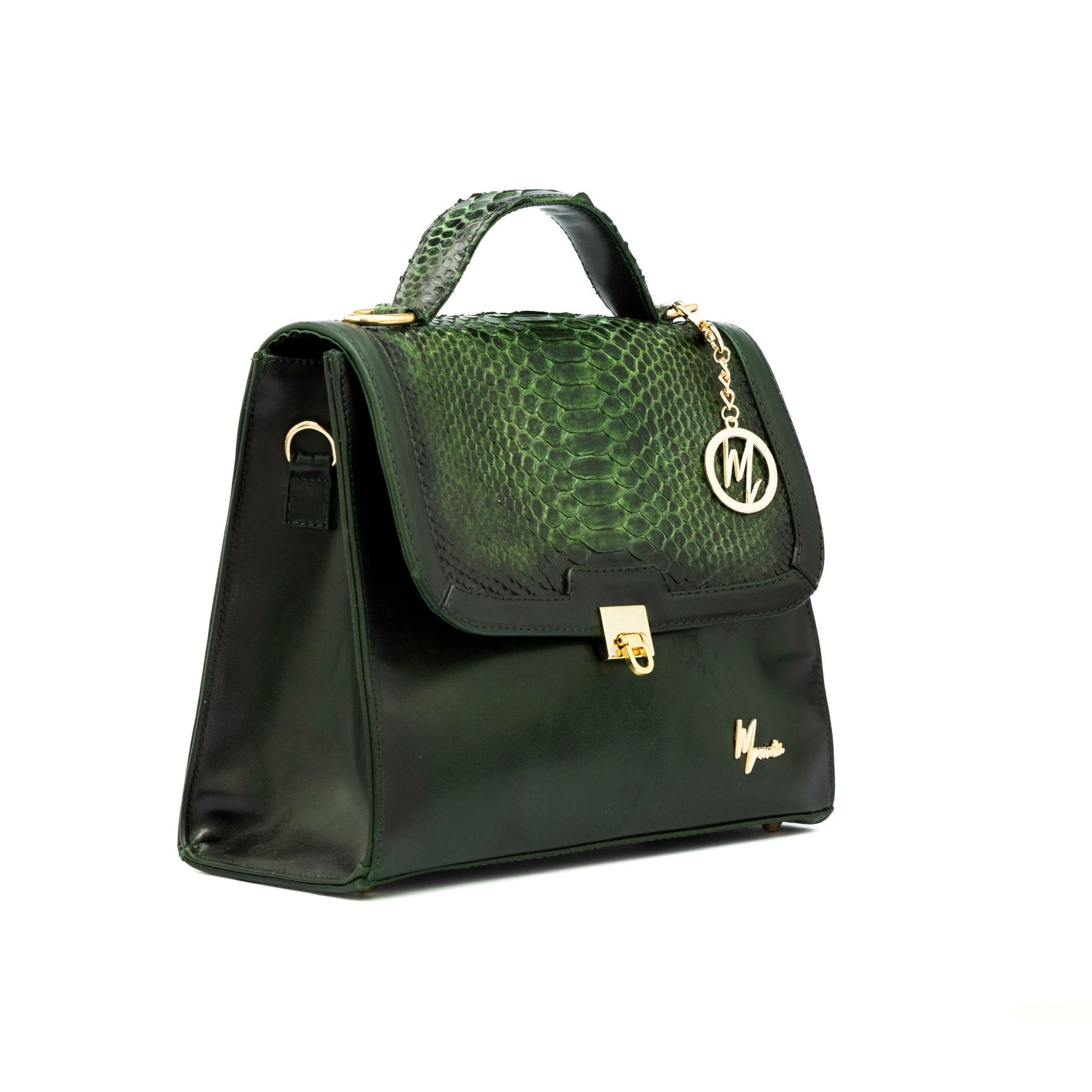 MOSVARTI Bolso Mod Brasil  estilo con Correa  🐍  tapa Verde Genuino