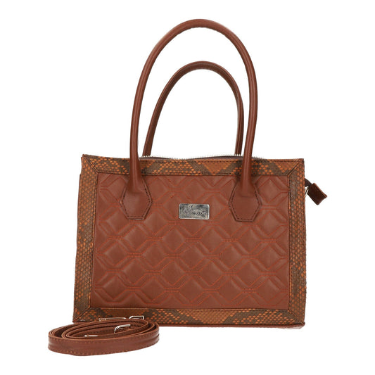 MOSVARTI Bolsos Bolso de mano para dama con Pilel Genuina de Pitón (Roble /piton paja)