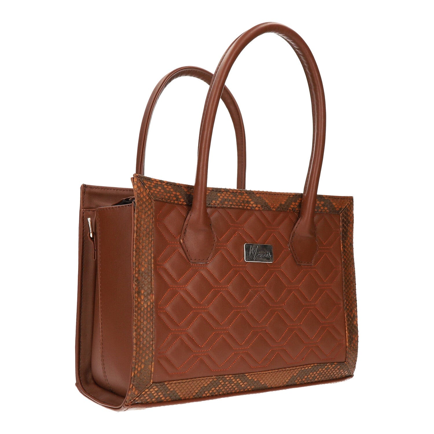 MOSVARTI Bolsos Bolso de mano para dama con Pilel Genuina de Pitón (Roble /piton paja)