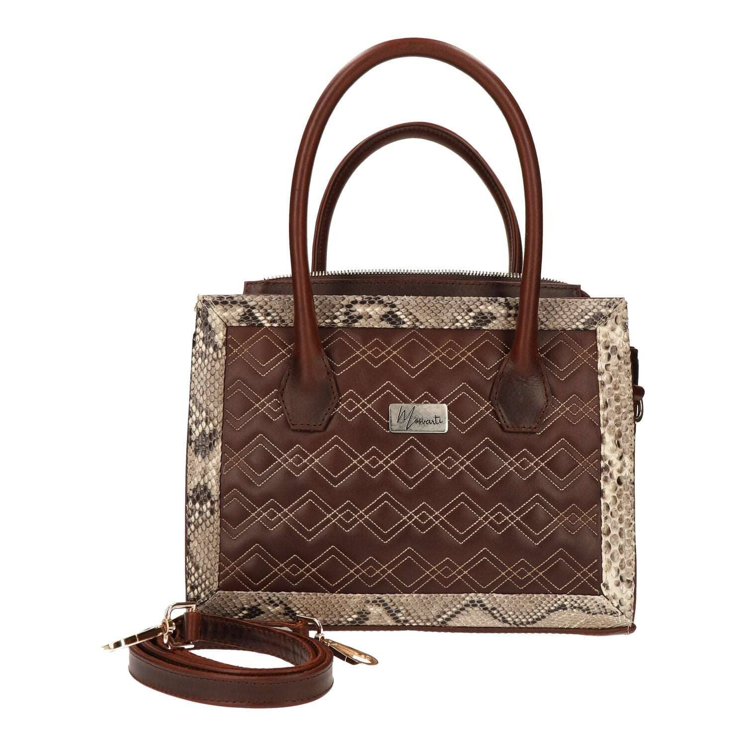 MOSVARTI Bolsos Bolso de mano para dama con Pilel Genuina de Pitón (Shedron /piton natural)