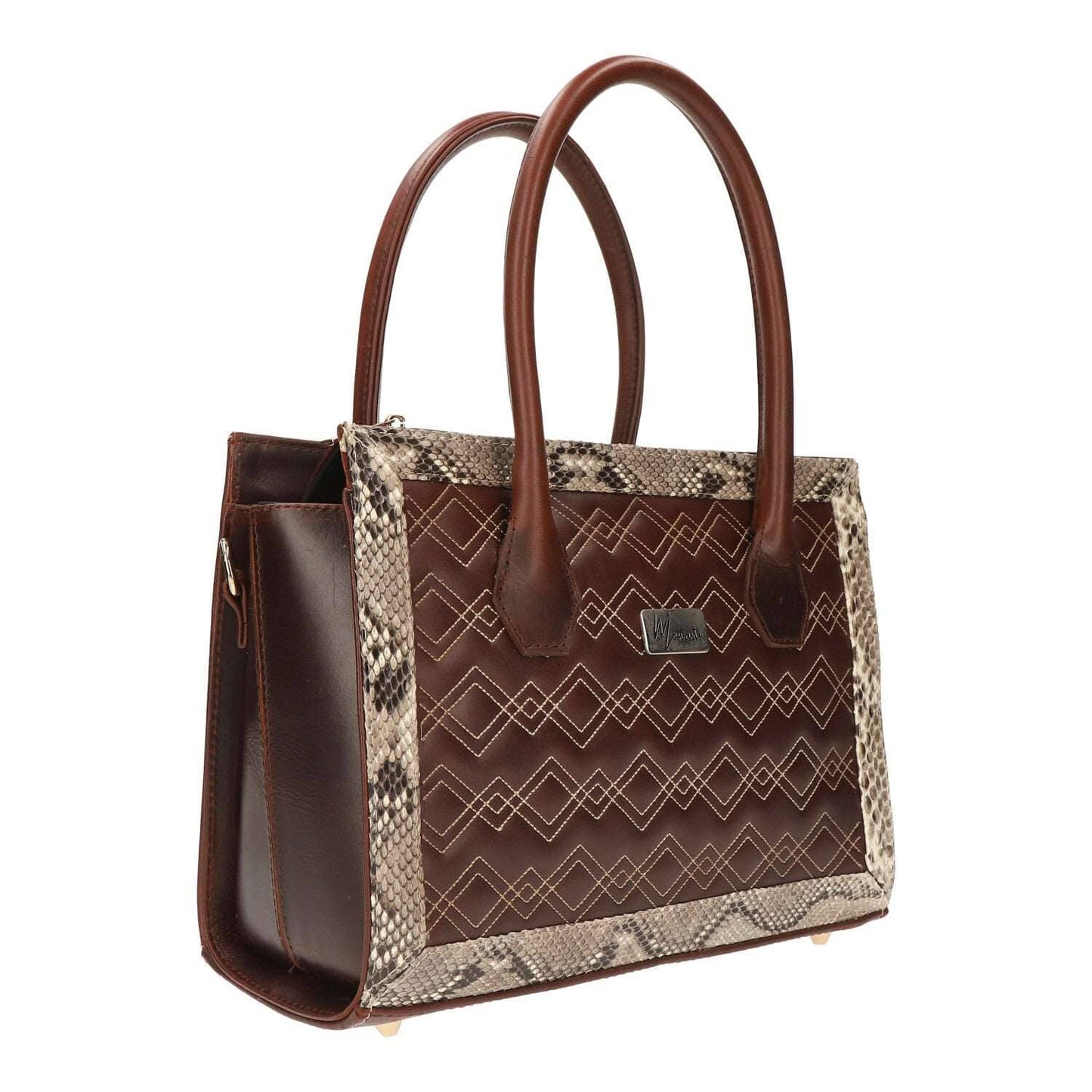 MOSVARTI Bolsos Bolso de mano para dama con Pilel Genuina de Pitón (Shedron /piton natural)