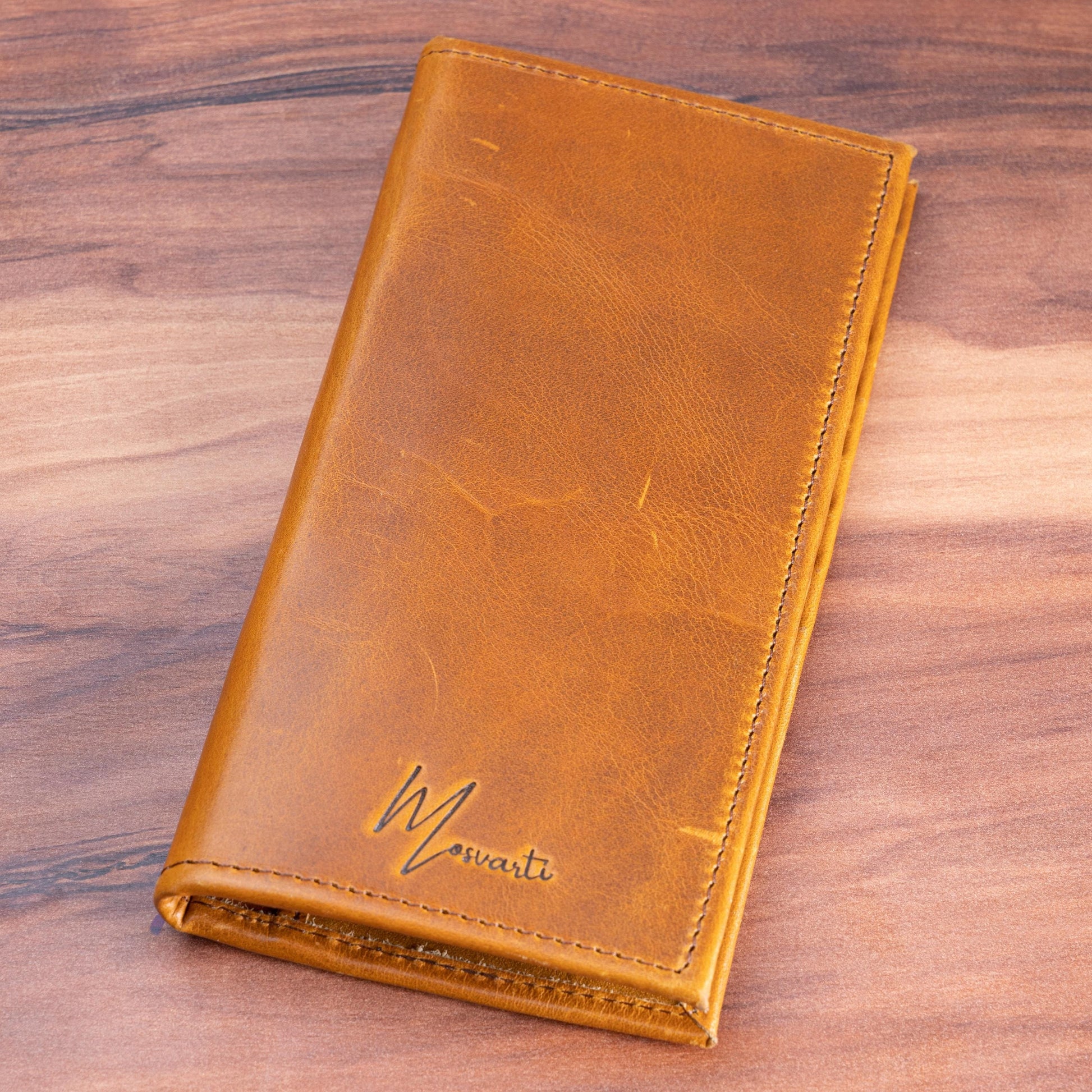 MOSVARTI Cartera Larga estilo Empresarial Mod. Monaco (Pull up Miel)