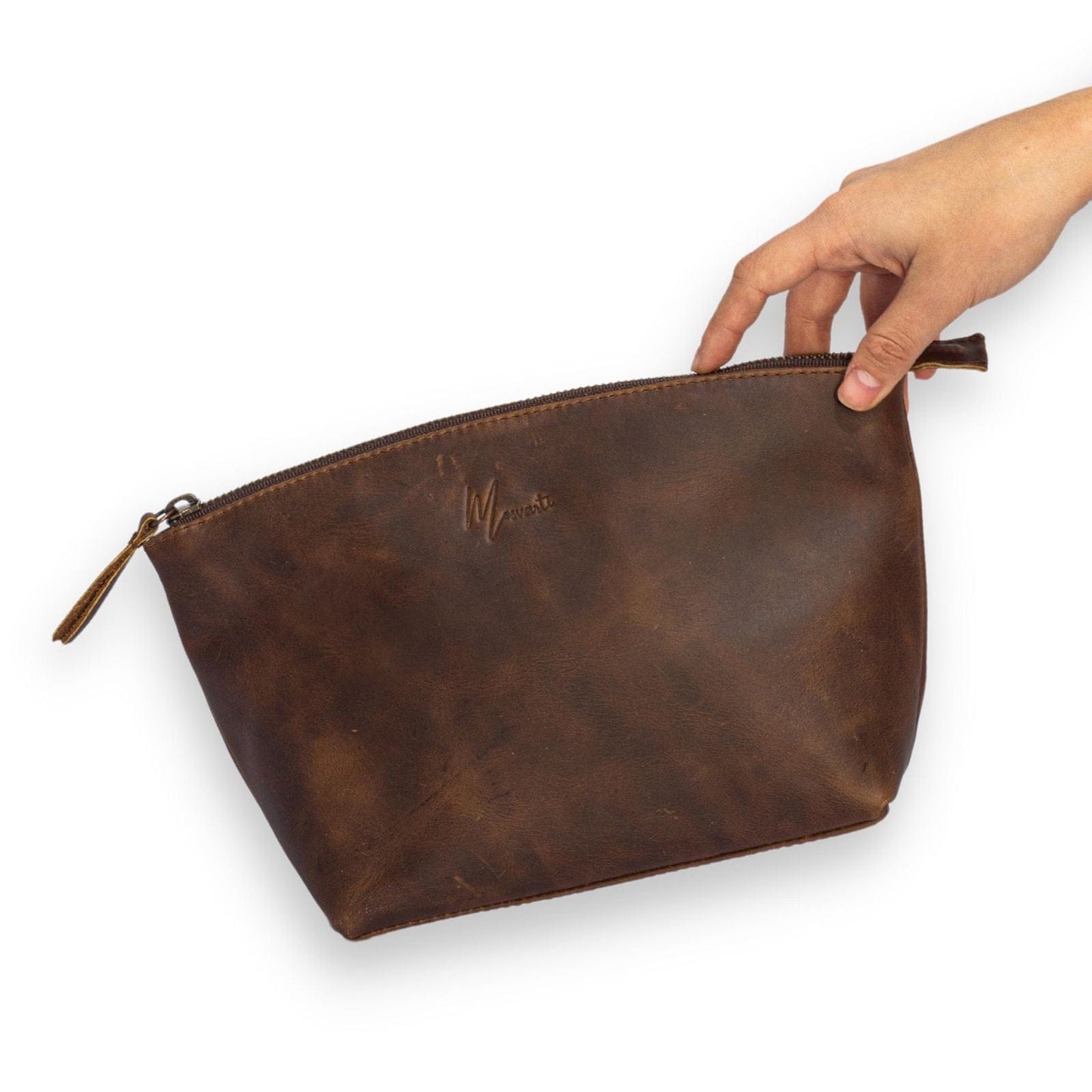 MOSVARTI Cosmetiquera 100% Piel Neceser Dama Para Accs. Berlin (Crazy Café)