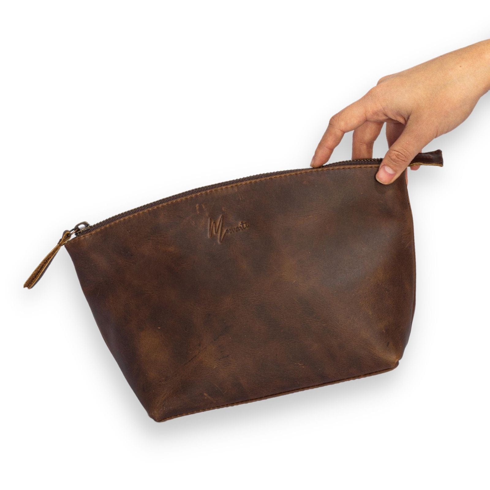 MOSVARTI Cosmetiquera 100% Piel Neceser Dama Para Accs. Berlin (Crazy Café)