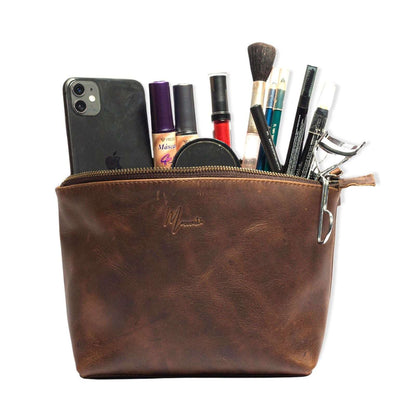 MOSVARTI Cosmetiquera 100% Piel Neceser Dama Para Accs. Berlin (Crazy Café)