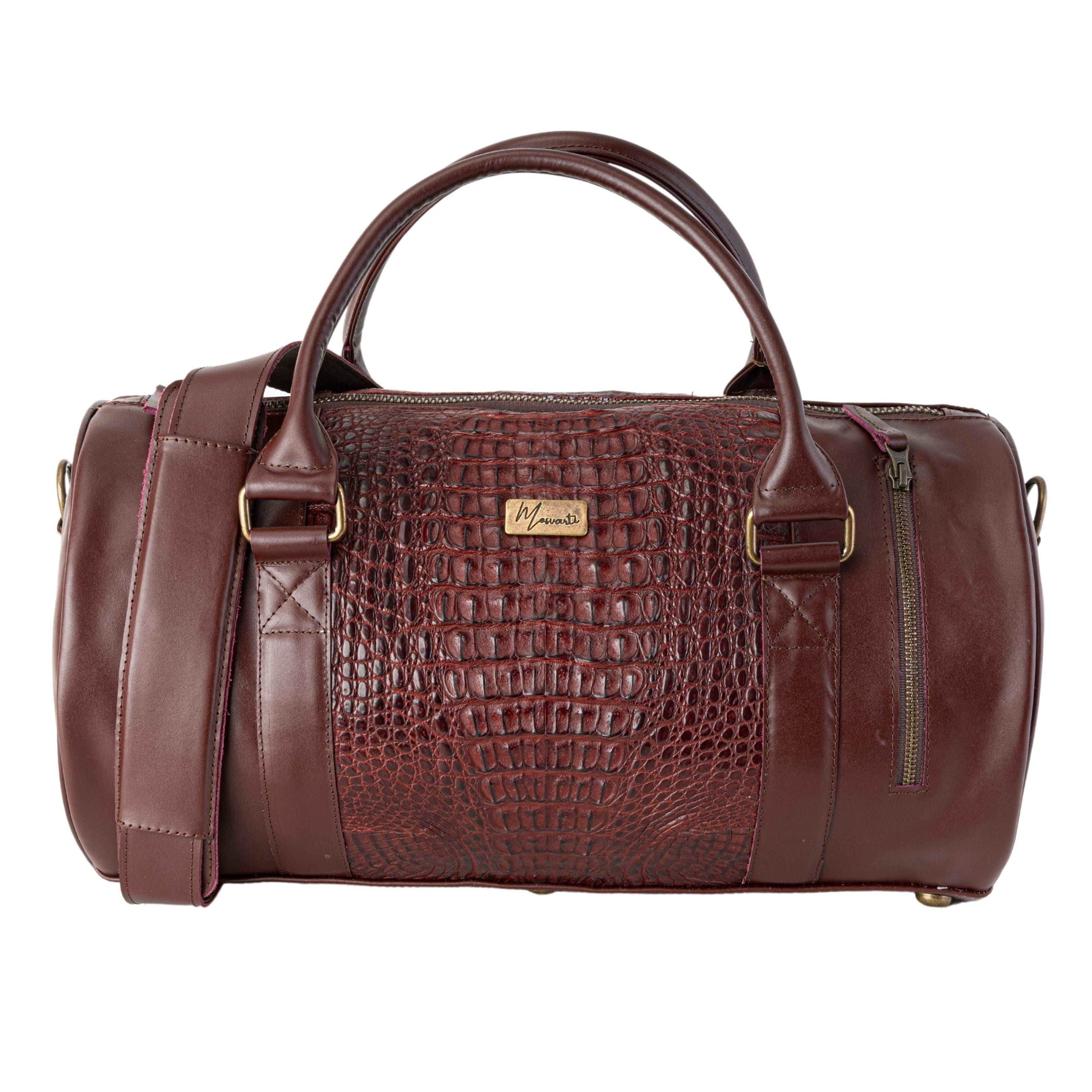 MOSVARTI Maletas Maleta Piel Genuina cocodrilo Fuscus Mod. Duffle London Gym (shedron)