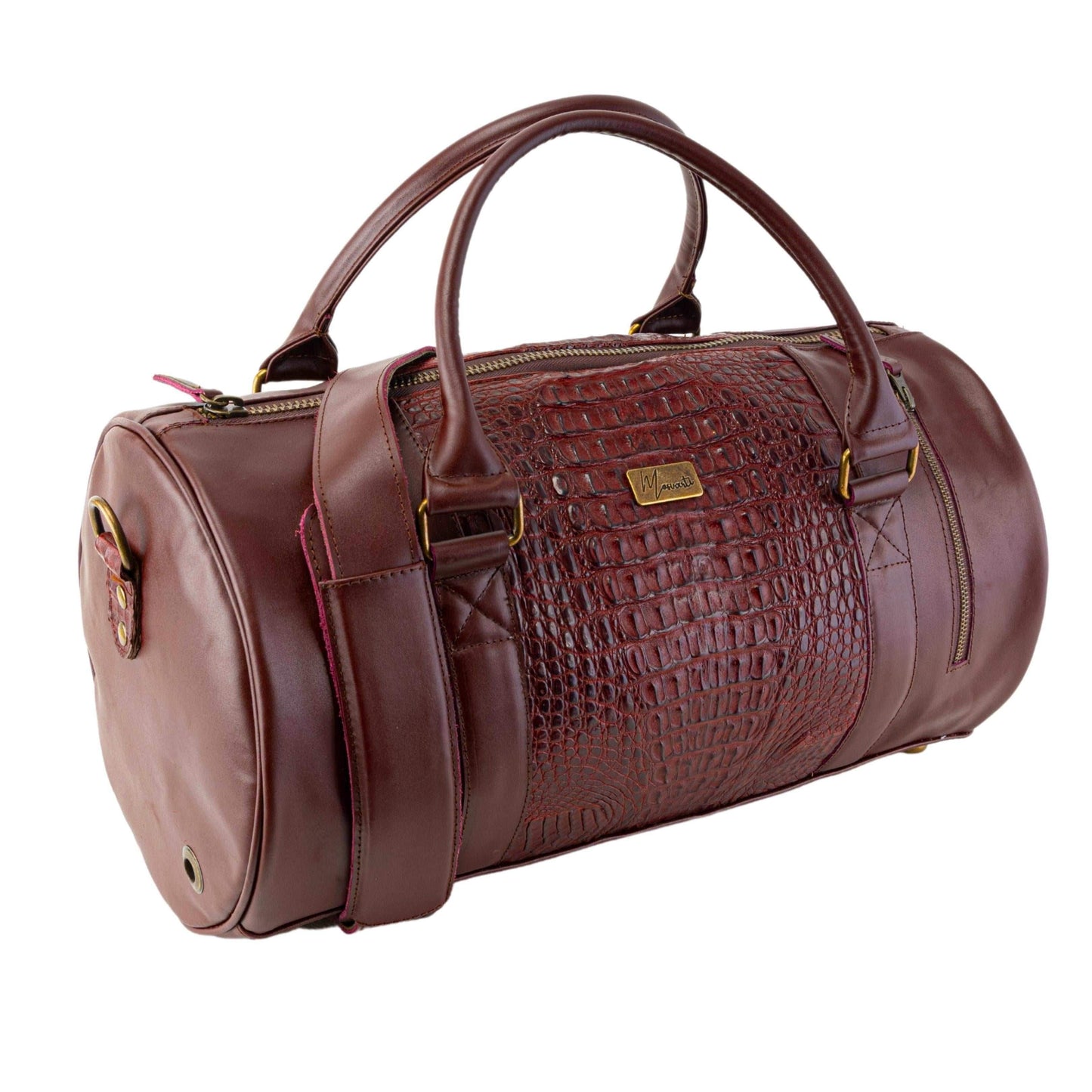 MOSVARTI Maletas Maleta Piel Genuina cocodrilo Fuscus Mod. Duffle London Gym (shedron)