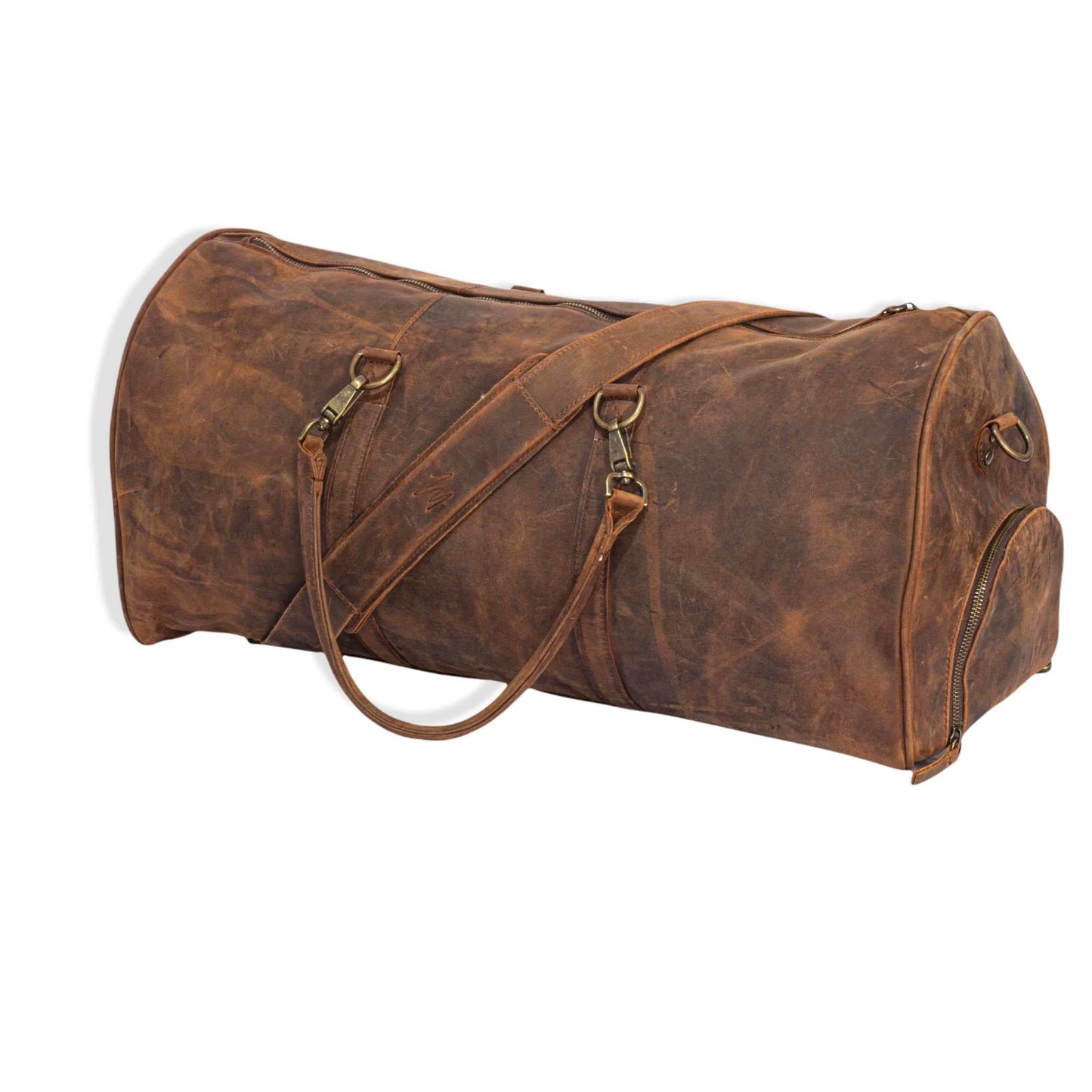 MOSVARTI Maletas Maleta Piel Genuina con Gps mod. New York Duffle (Cray Café)