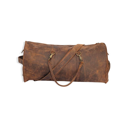 MOSVARTI Maletas Maleta Piel Genuina con Gps mod. New York Duffle (Cray Café)