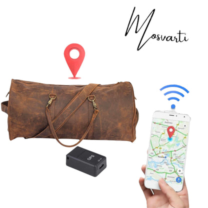 MOSVARTI Maletas Maleta Piel Genuina con Gps mod. New York Duffle (Cray Café)