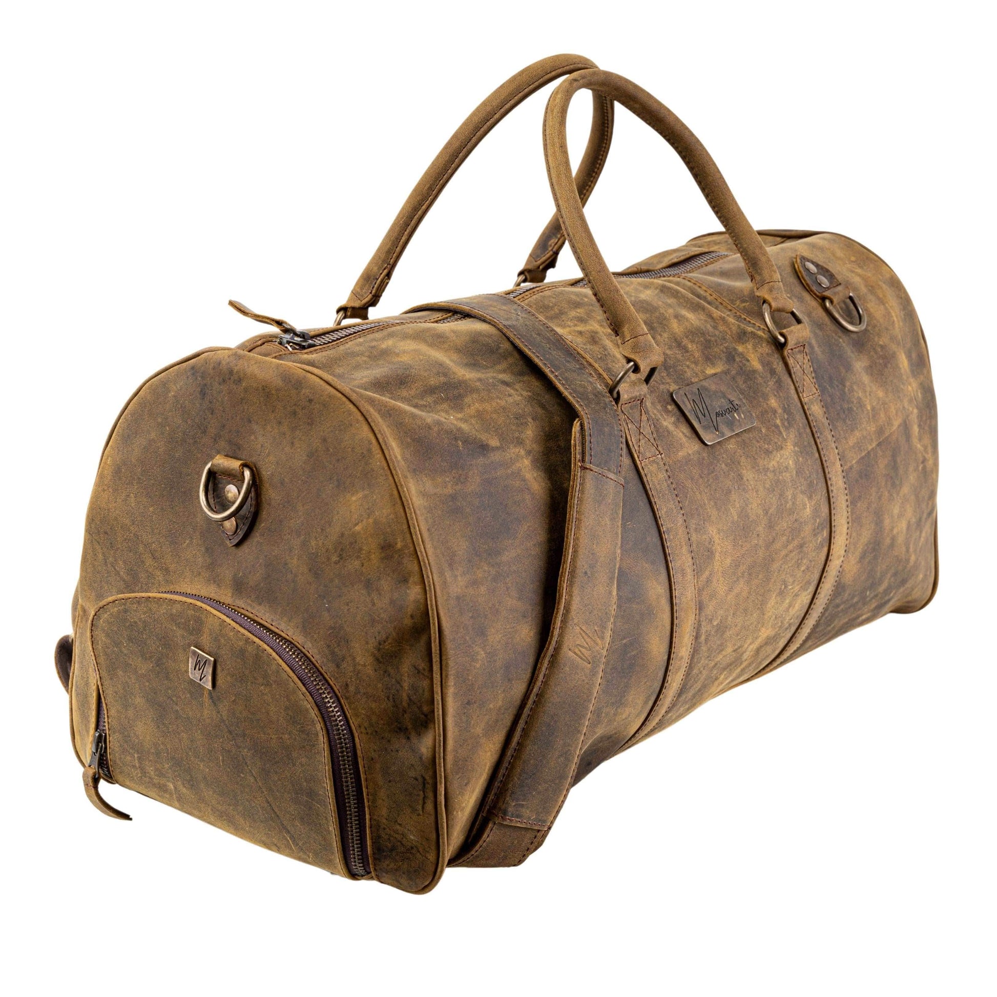 MOSVARTI Maletas Maleta Piel Genuina con Gps mod. New York Duffle (crazy Tang )