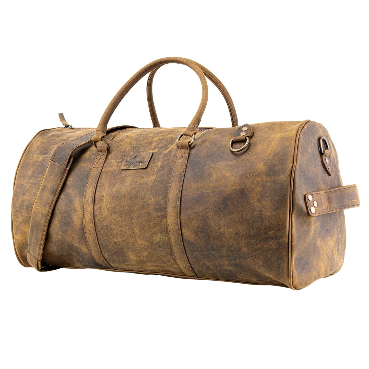 MOSVARTI Maletas Maleta Piel Genuina con Gps mod. New York Duffle (crazy Tang )