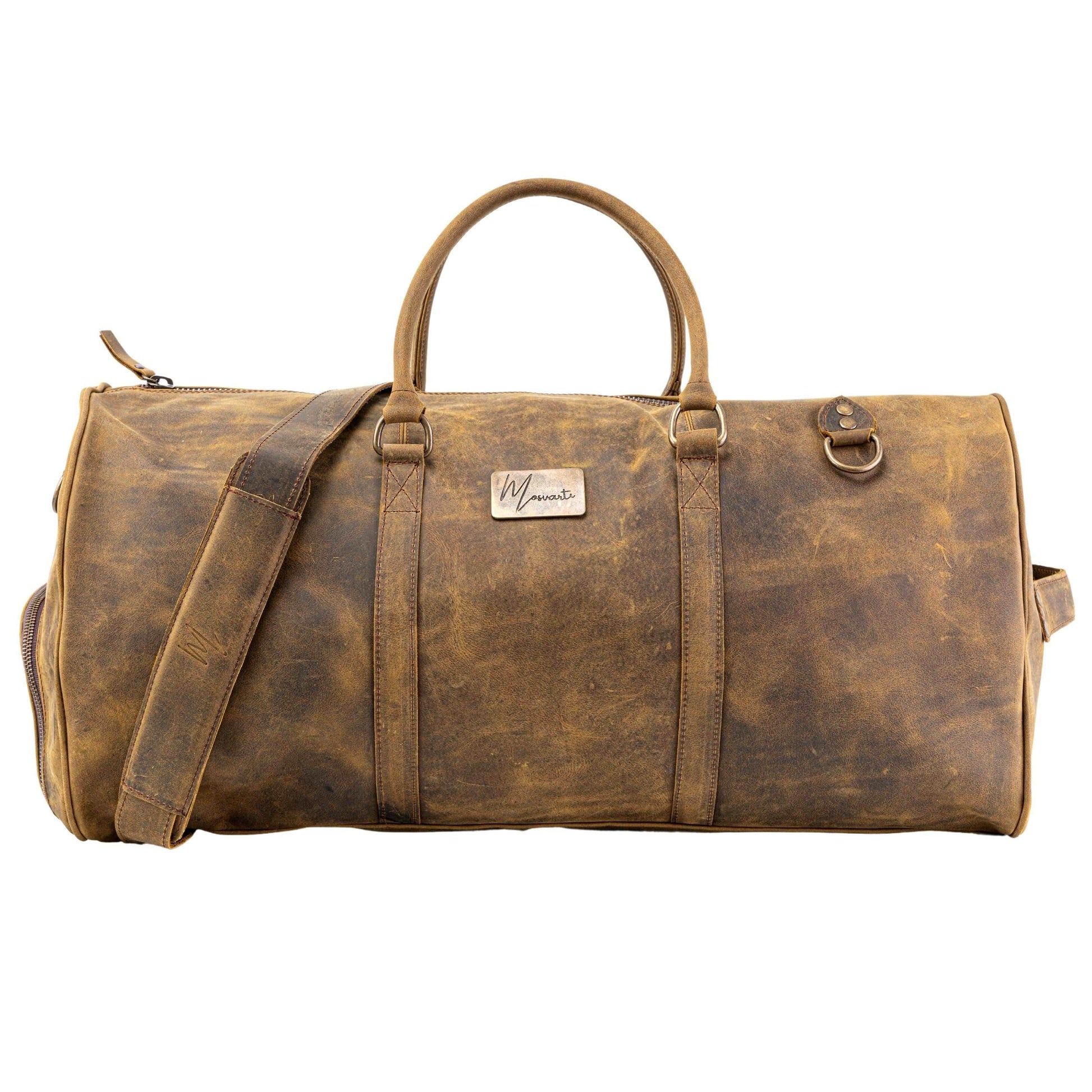 MOSVARTI Maletas Maleta Piel Genuina con Gps mod. New York Duffle (crazy Tang )