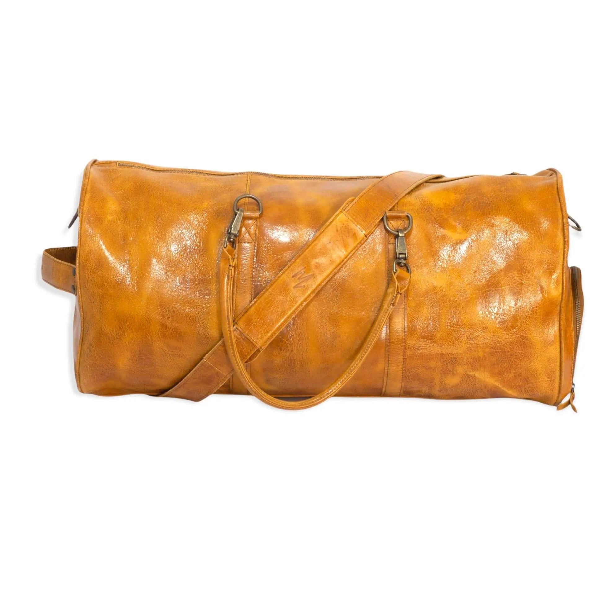 MOSVARTI Maletas Maleta Piel Genuina con Gps mod. New York Duffle (KARK AMARILLO)