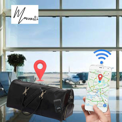 MOSVARTI Maletas Maleta Piel Genuina con Gps mod. New York Duffle (NEGRA)