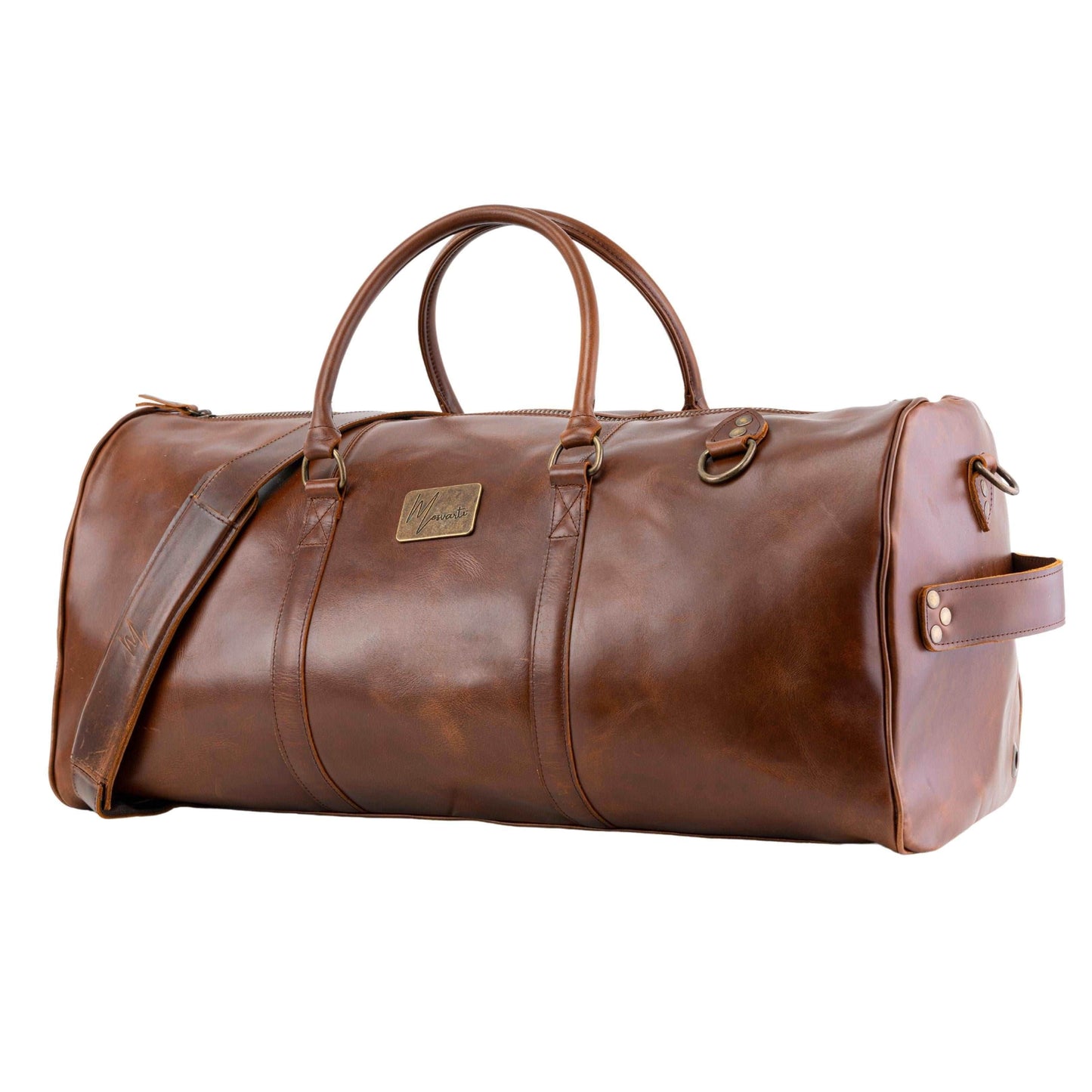 MOSVARTI Maletas Maleta Piel Genuina con Gps mod. New York Duffle (pull up roble )