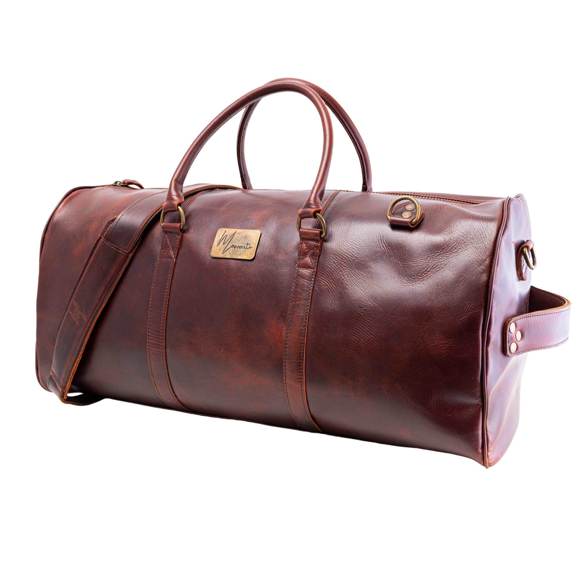 MOSVARTI Maletas Maleta Piel Genuina con Gps mod. New York Duffle (pull up shedron )