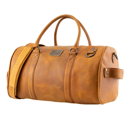 MOSVARTI Maletas Maleta Piel Genuina con Gps mod. New York Jr. Duffle (Crazy Miel)