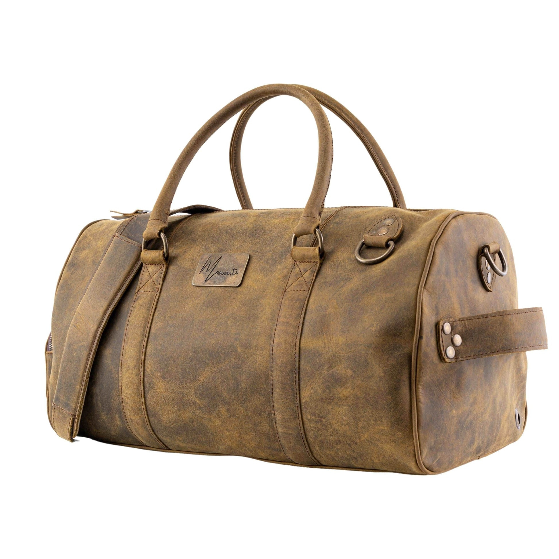 MOSVARTI Maletas Maleta Piel Genuina con Gps mod. New York Jr. Duffle (Crazy Tnag)