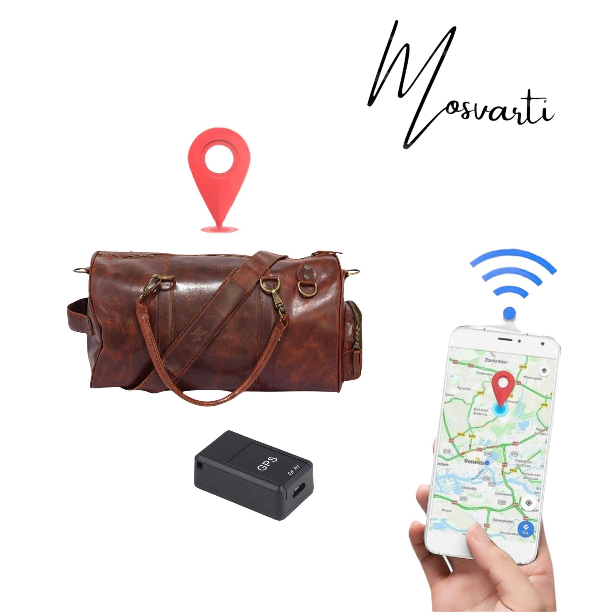 MOSVARTI Maletas Maleta Piel Genuina con Gps mod. New York Jr. Duffle (Pull up Crazy Shedron )