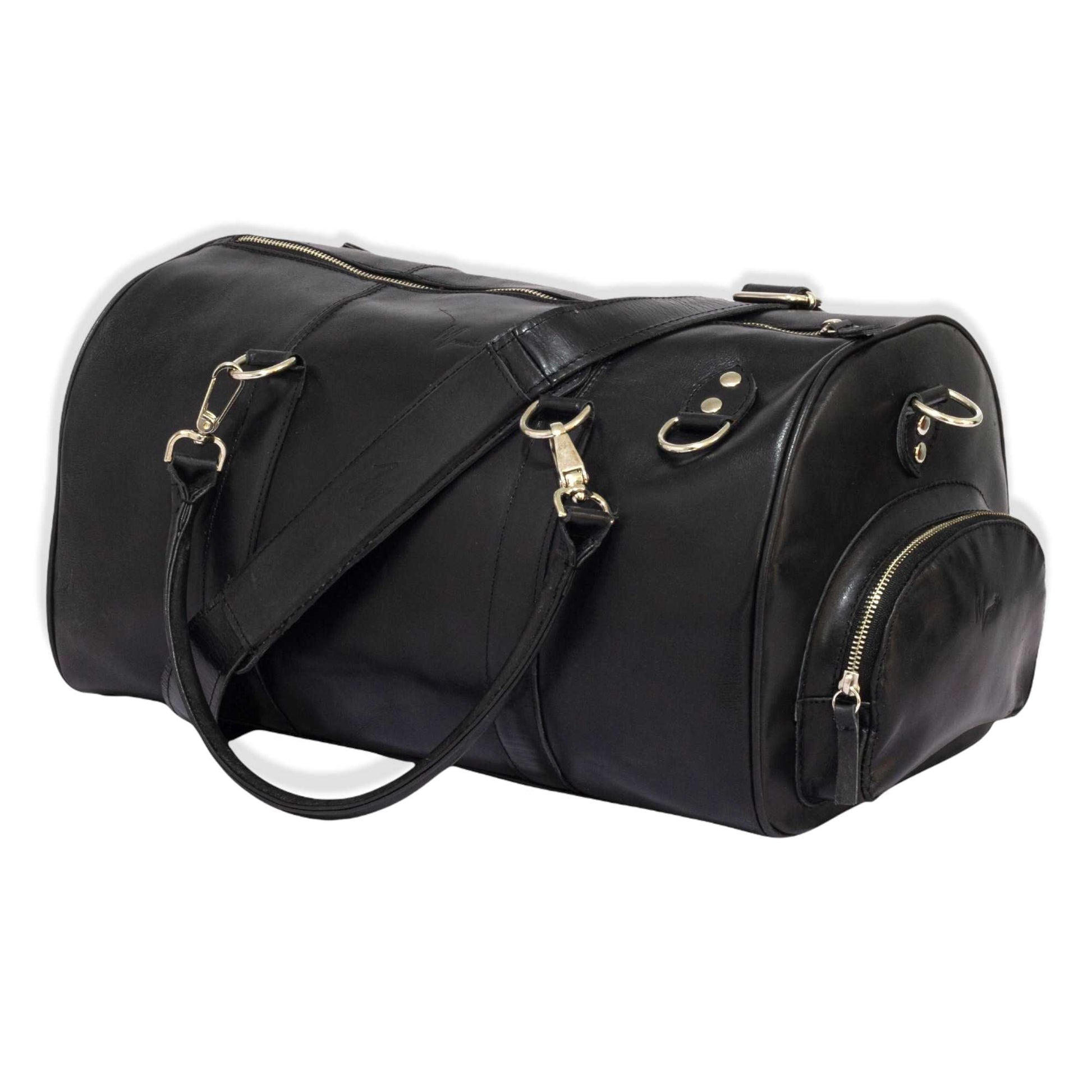 MOSVARTI Maletas Maleta Piel Genuina con Gps mod. New York Jr. Duffle (Pull up Negro)