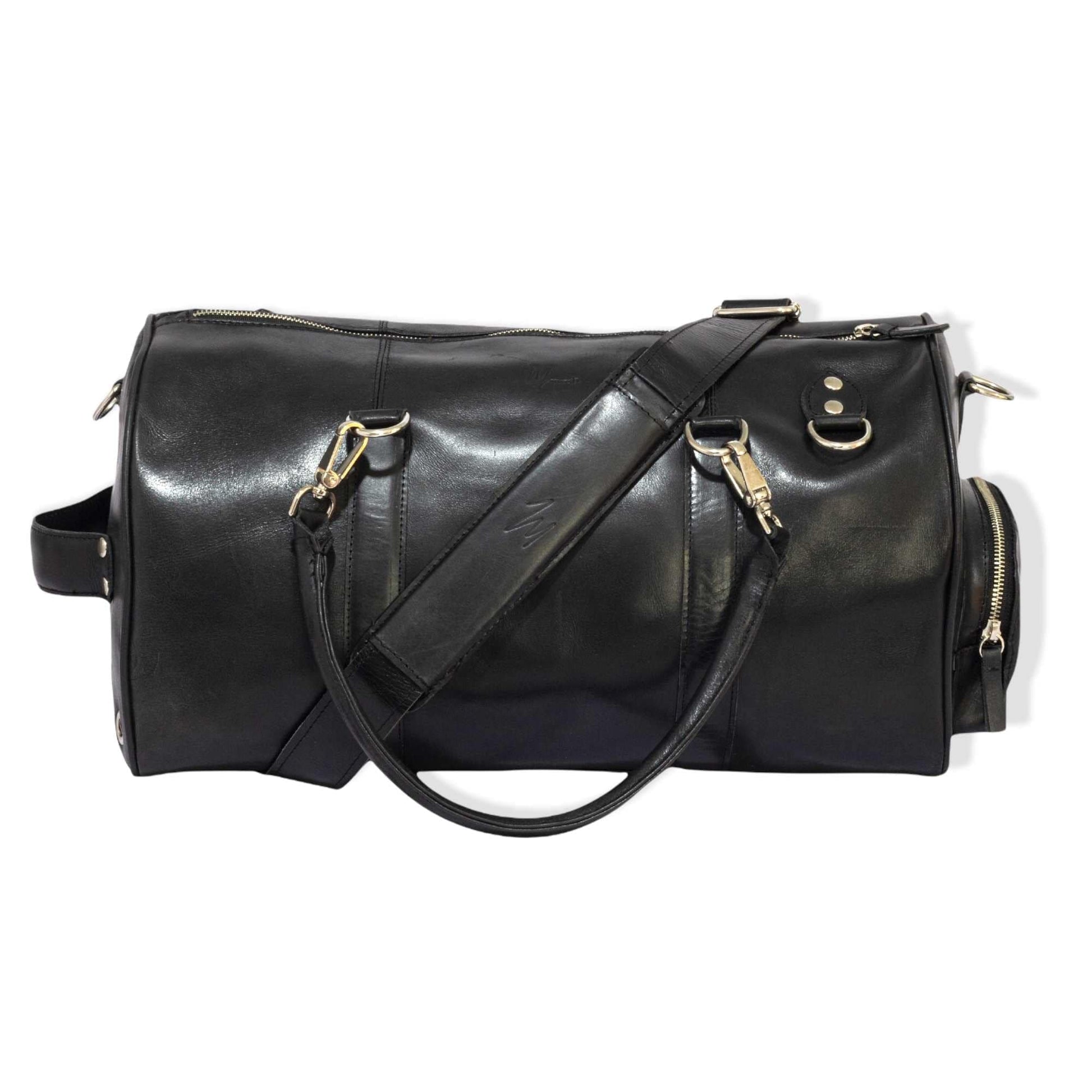 MOSVARTI Maletas Maleta Piel Genuina con Gps mod. New York Jr. Duffle (Pull up Negro)